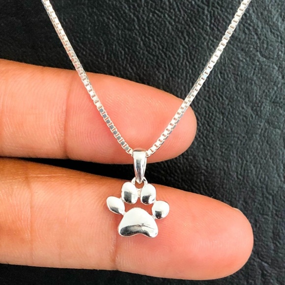Sterling Silver Paw Print Necklace - Picture 3 of 8